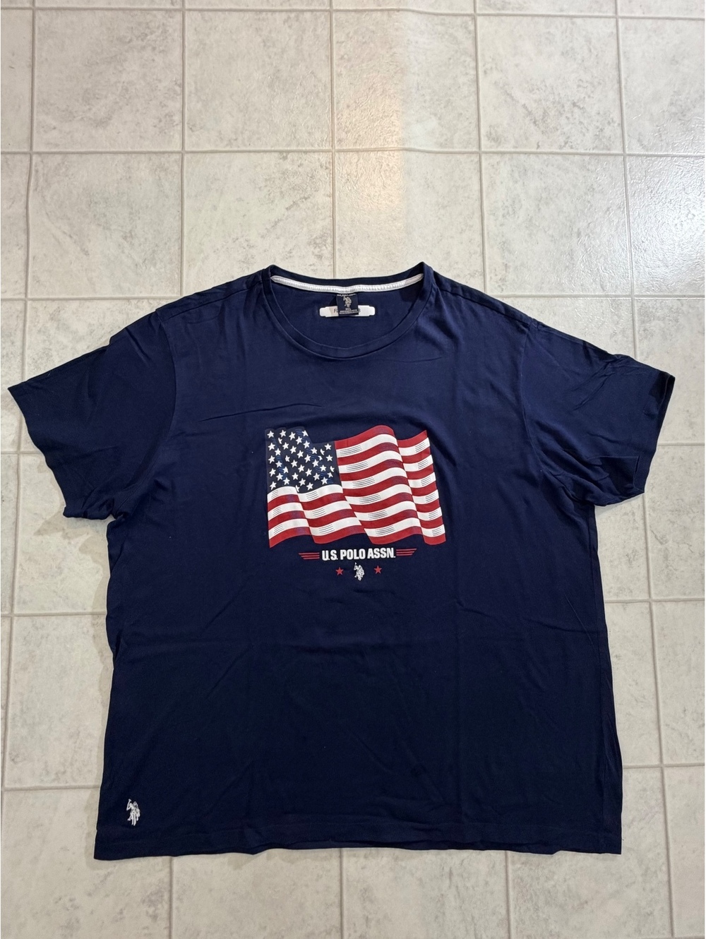 U.S. Polo Assn Navy American Flag T Shirt Size 3XL